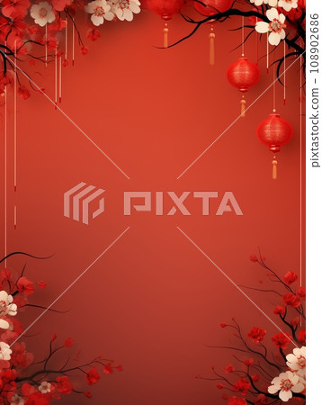 Chinese new year Abstract background, Holiday Celebration events concept, Auspicious pattern, Copy space for text, AI Generative 108902686