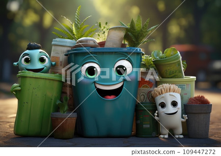 AI-generated content. Cute Recycle Character. Global Sustainability concept. Generative AI 109447272