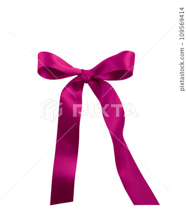 Satin ribbon bow purple color isolated on white background 109569414