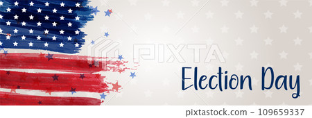 USA abstract grunge painted flag banner. Template for United States of America election day. Grungy painted flag with abstract stars decoration. 109659337