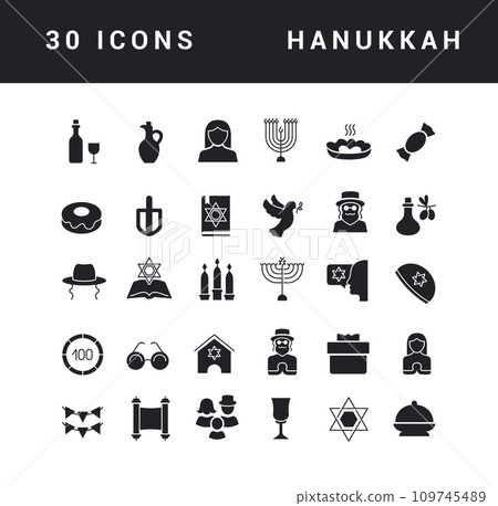 Vector Simple Icons of Hanukkah 109745489