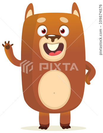 Happy cartoon bear. Vector illustration of brown bear isolated. 109874876