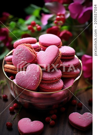 hearts strawberry cookies 109887084