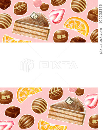 Valentine's chocolate colored pencil drawing frame background material vertical 109238356