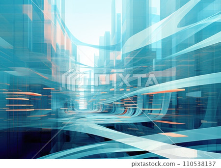 AI-generated content. Abstract city background, cityscape double exposure comeliness 110538137