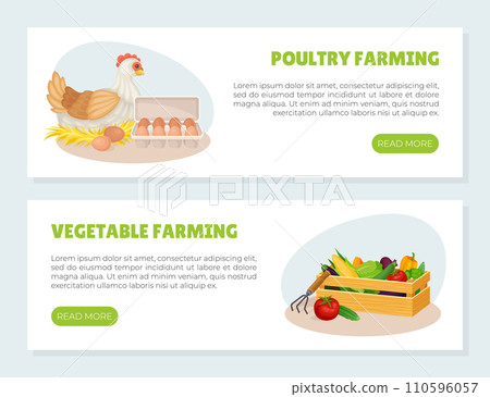 Agriculture and Farming Web Vertical Banner Design Vector Template 110596057