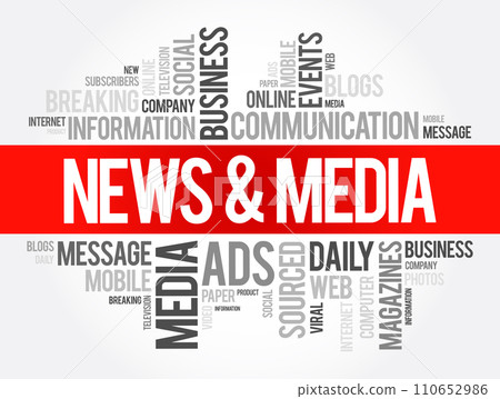 News and Media word cloud collage, social concept background 110652986