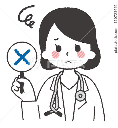 A doctor holding a circle stick with incorrect answers. 110723661