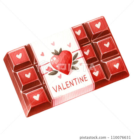 Chocolate bar with Valentine's themed wrapper 110076631