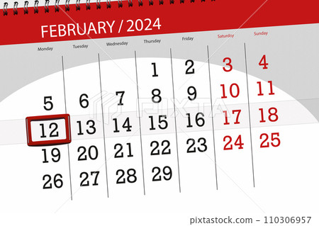 Calendar 2024, deadline, day, month, page, organizer, date, February, monday, number 12 110306957