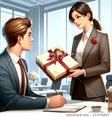 Business woman giving presents 111438887