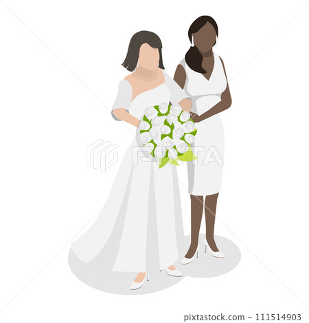 3D Isometric Flat Vector Illustration of LGBTQ Marriage. Item 3 111514903