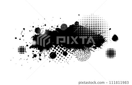 Abstract black blot object. hand drawing. Not AI. Vector illustration 111811983