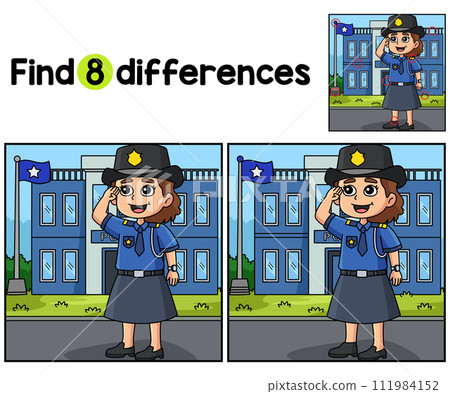 Policewoman Salute Find The Differences 111984152