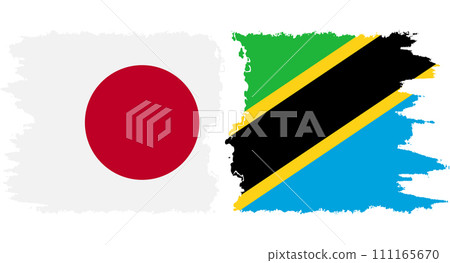 Tanzania and Japan grunge flags connection vector 111165670