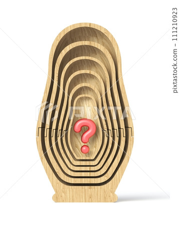 Wooden matryoshka with question mark inside 3D 111210923