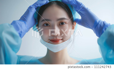 Asian woman preparing for plastic surgery. 111242743