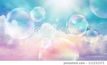 dreamy image of clouds and soap bubbles, 16:9 widescreen wallpaper / backdrop 111252371