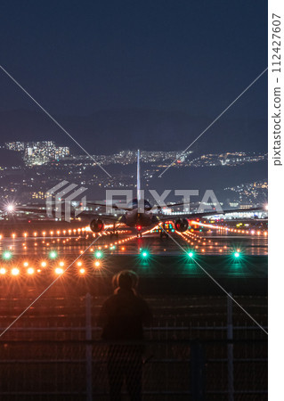 Night view from Itami Airport Senri River bank 112427607