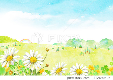 Watercolor illustration Margaret field background material 112690406