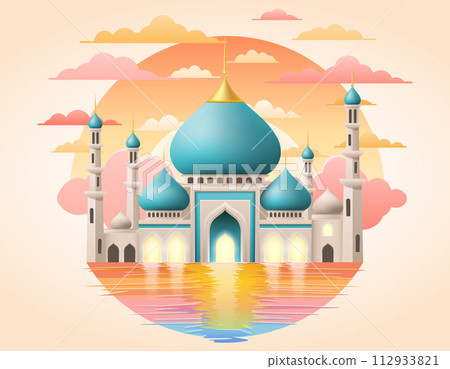 islamic mosque muslims for prayers vector illustration 112933821