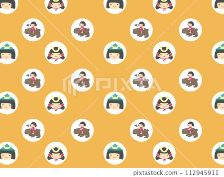 Cute seamless pattern of children's day bear and kintaro 112945911