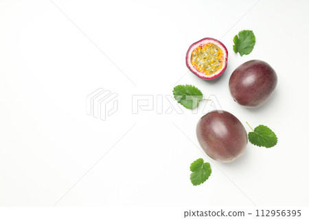 Concept of delicious and juicy exotic fruit - passion fruit 112956395