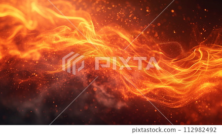 AI-generated image of flames and sparks illuminating the darkness 112982492