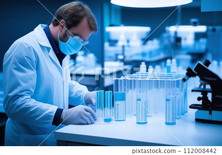 Modern Medical Research Laboratory. Scientific Lab Biotechnology. Equipment of that used in laboratories, hospitals, research labs, industry etc. Analysis of solvents, drugs, residues, pharmaceuticals 112008442