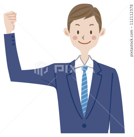 Illustration of a businessman doing a guts pose 112112378