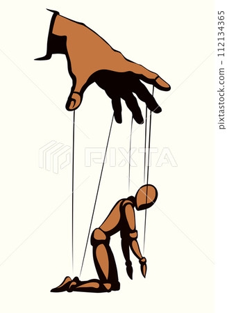 The puppet is kneeling. Vector drawing 112134365