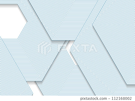 Blue and white linear hexagons abstract geometry design 112168002