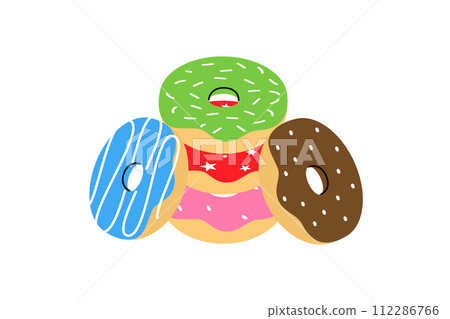 Glazed donuts. Bakery sweet pastry food. Vector illustration. 112286766