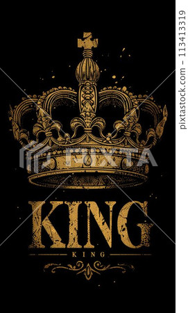 Royal elegance: captivating logo text king design, symbolizing majesty, authority, and regal sophistication, perfect for branding and marketing ventures 113413319