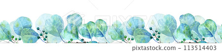 eucalyptus branch with hearth drawn in watercolor, seamless pattern, for cards, text, wallpaper 113514403