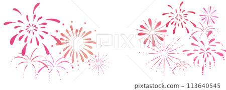 Red fireworks background illustration hand-drawn 113640545