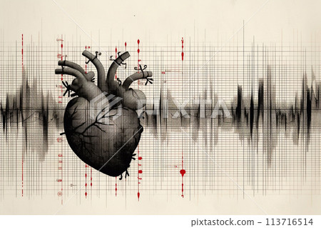 Cardiogram. Heart rhythm check. Arrhythmia. Heart failure. 113716514