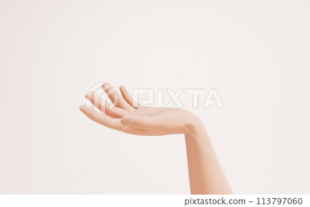 Hand gesture isolated on white background, 3d rendering. 113797060