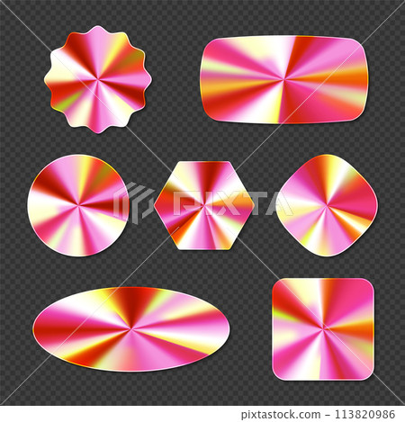 Pink hologram sticker with metal foil gradient 113820986