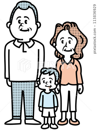 Grandpa, grandma and grandchild illustration 113836929