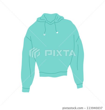 Cartoon Clothes Male Green Hoodie Concept Flat Design Style Isolated on a White Background. Vector illustration 113940837