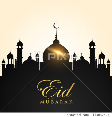 Eid al-Fitr, Ramadhan decorative greeting card 113032424