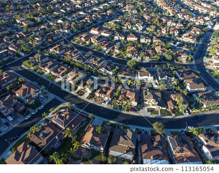 Aerial View of Populated Neigborhood Of Houses 113165054