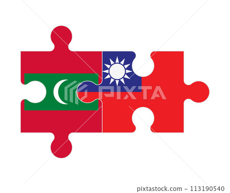 Puzzle of flags of Maldives and Taiwan, vector 113190540