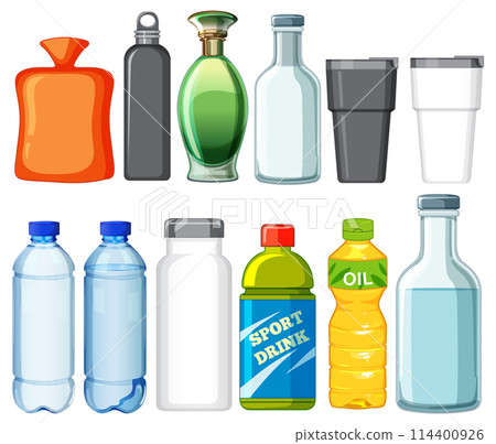 Variety of Bottles and Containers Vector 114400926