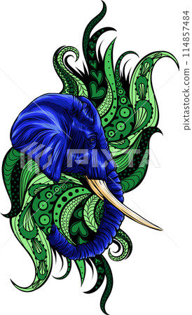 vector illustration of Elephant head digital draw 114857484