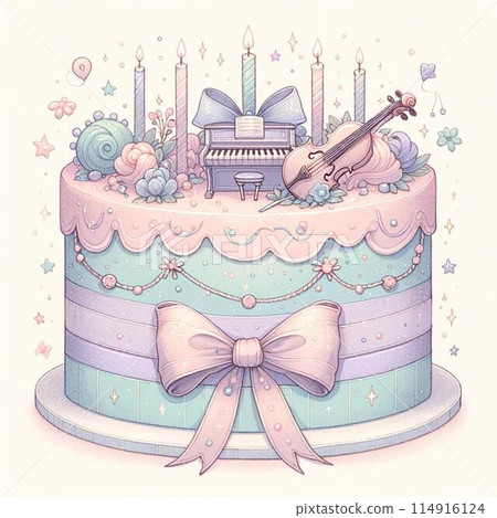 Piano and violin birthday cake 114916124