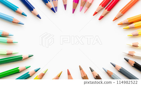 Colorful colored pencils - stock photo on white background with copy space 114982522