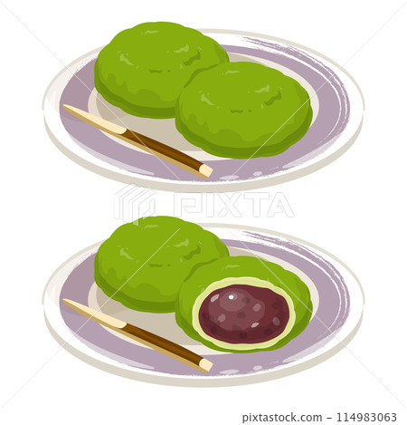 Matcha ohagi served on a plate 114983063