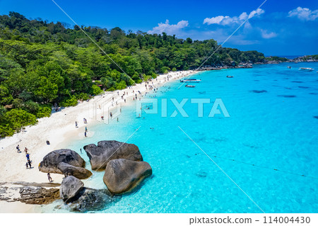 Aerial view of Similan island in Phang Nga, Thailand 114004430